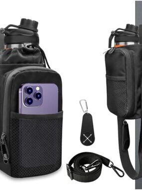 Magnetic Gym Water Bottle Holder 6 Magnets Crossbody 40oz Pouch